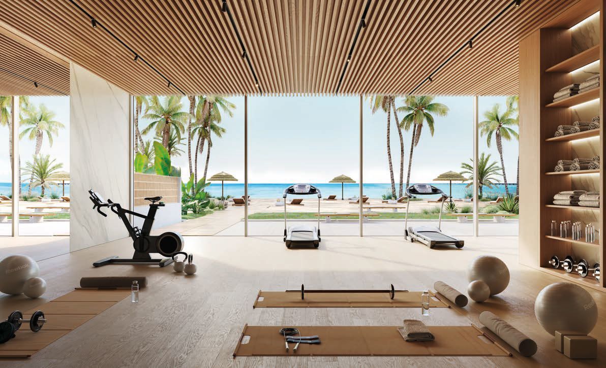 Modern Class A property wellness space with a cold plunge pool and sauna, representing the rental premium associated with WELL certification.